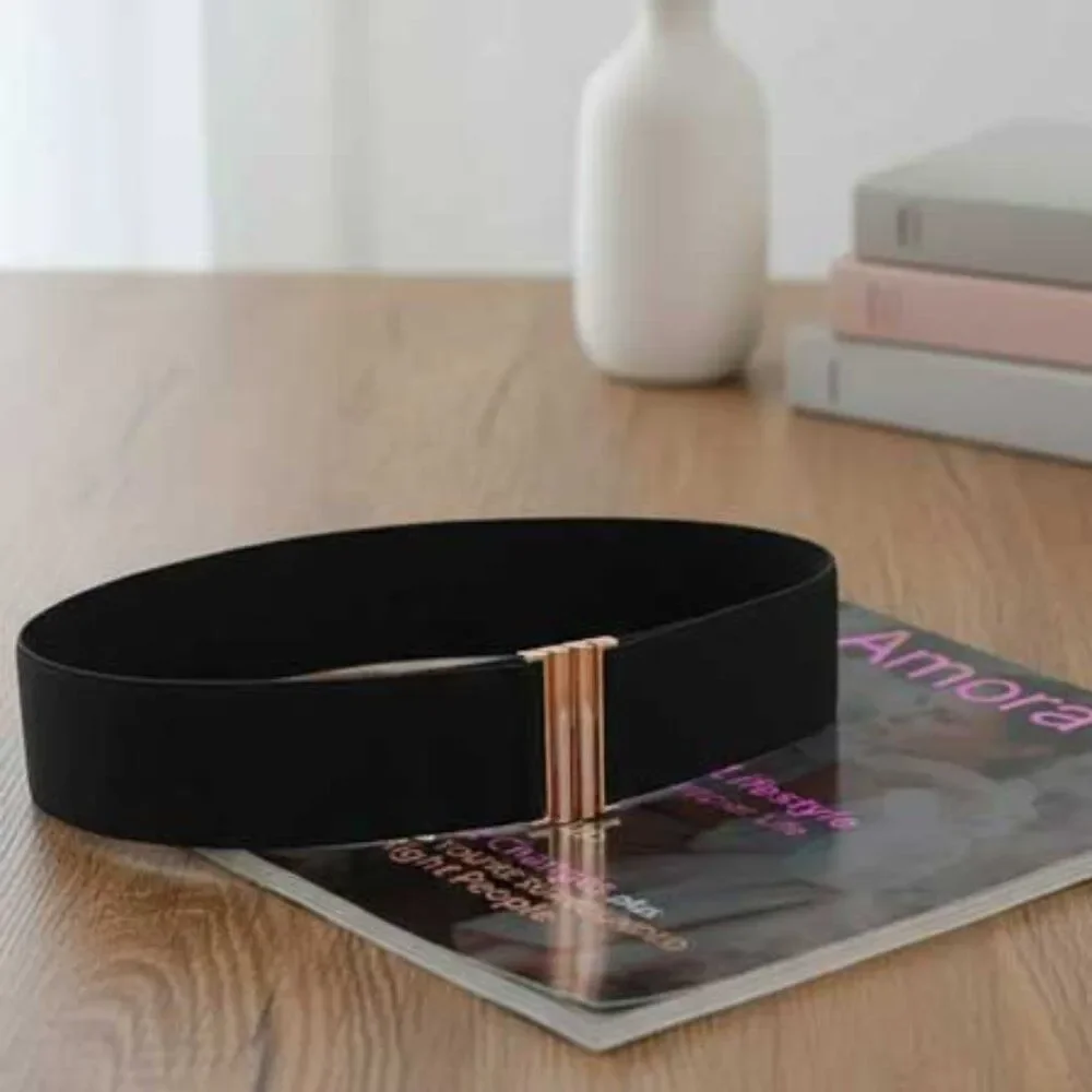 Ladies Fashionable Wide Elastic Ladies Black Belt